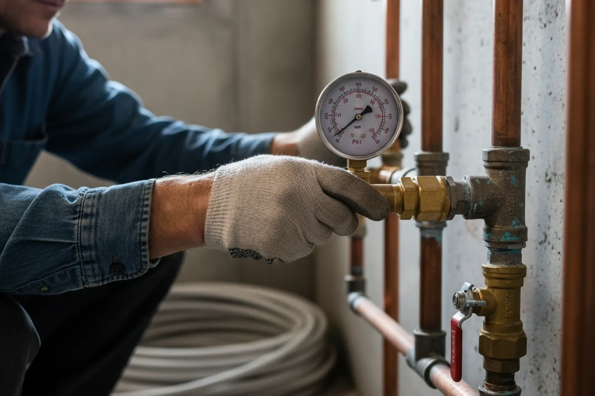 Pressure testing a repaired line during Water Line Repair in Southbridge